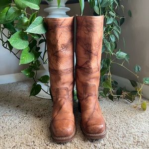 Vintage Frye Campus Boot - Horse Saddle Brown w Stitching